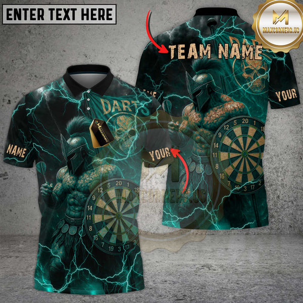 Maxcorners Darts Spartan Warrior Multicolor Customized Name, Team Name 3D Shirts
