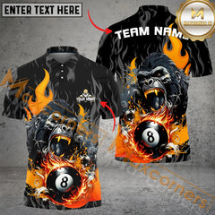 Maxcorners Billiard Ball 8 Flame Versus Kong Multicolor Options Personalized Name, Team Name 3D Polo Shirt