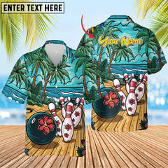 Maxcorners Bowling Hibiscus Roll – Beach Customized Name 3D Hawaiian Shirt