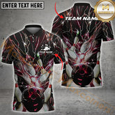 Maxcorners Colorful Thunder Lightning Bowling Jersey Multicolor Option Customized Name, Team Name 3D Polo Shirt