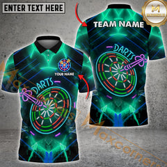 Maxcorners Darts Neon Glow Multicolor Options Personalized Name, Team Name 3D Shirt