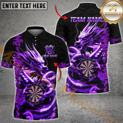 Maxcorners Darts Dragon Golden Attire Multicolor Options Personalized Name, Team Name 3D Shirt