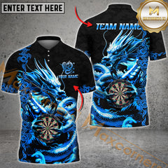 Maxcorners Darts Dragon Golden Attire Multicolor Options Personalized Name, Team Name 3D Shirt