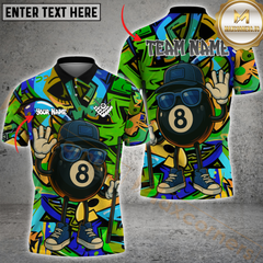 Maxcorners Billiard Graffiti 8-Ball Multicolor Personalized 3D Shirt, 8-Ball Swagger with Shades Shirt