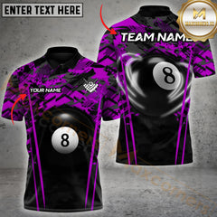 Maxcorners Billiard Crimson Cue Clash Multicolor Personalized Name 3D Shirt