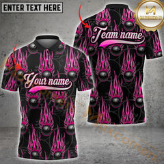 Maxcorners Bowling Ball Flame Multicolor Options Personalized Name, Team Name 3D Shirt