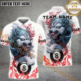 Maxcorners Billiard Angry Wolf Multicolor Personalized Name, Team Name 3D Shirt