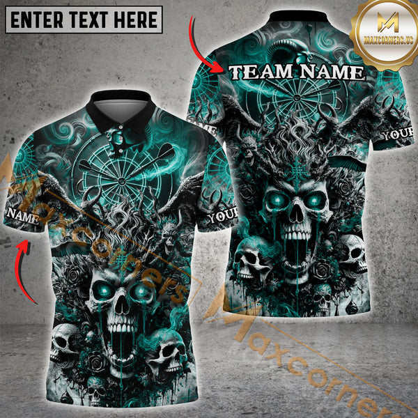 Maxcorners Darts Demonic Skull Multicolor Options Personalized Name, Team Name 3D Shirt