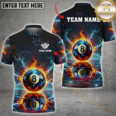 Maxcorners Billiard Ball 8 Pool Thunder Lightning Multicolor Options Personalized Name, Team Name 3D Shirt