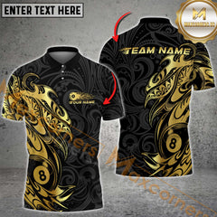 Maxcorners Billiard 8-Ball Pool With Tribal Style Multicolor Customized Name, Team Name 3D Shirts