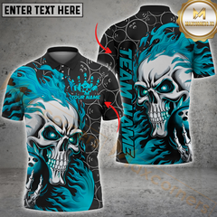 Maxcorners Bowling Flaming Skull Strike Multicolor Customized Name, Team Name 3D Shirts