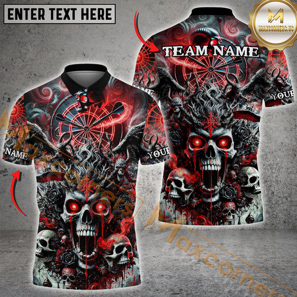 Maxcorners Darts Demonic Skull Multicolor Options Personalized Name, Team Name 3D Shirt