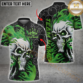 Maxcorners Bowling Flaming Skull Strike Multicolor Customized Name, Team Name 3D Shirts