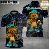 Maxcorners Dart Leopard Shirt Wild Spotted Cheetah in Blue Cap Multicolor Options Personalized Name Team Name 3D Shirt (4 Colors)