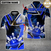 Maxcorners Bowling Space Galaxy Explosion Multicolor Options Personalized Name, Team Name 3D Shirt (4 Colors)