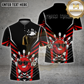 Maxcorners Bowling Shirt Cool Bowling Ball Sunglasses Black Stripes Multicolor Options Personalized Name, Team Name 3D Shirt (4 Colors)