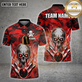 Maxcorners Bowling Shirt Flaming Skull Fireball Rage Multicolor Options Personalized Name, Team Name 3D Shirt (4 Colors)