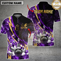 Maxcorners Bowling Lightning Strike Fire Multicolor Options Personalized Name, Team Name 3D Shirt (4 Colors)