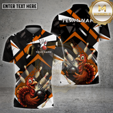 Maxcorners Bowling Shirt Funny Turkey Strike Cartoon Multicolor Options Personalized Name, Team Name Unisex 3D Shirt (4 Colors)