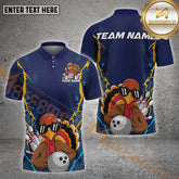 Maxcorners Bowling Turkey Fun Style Multicolor Options Personalized Name, Team Name 3D Shirt (4 Colors)