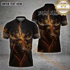 Maxcorners Darts Shirt Fiery Bull Thunder Strike Personalized Name, Team Name 3D Shirts
