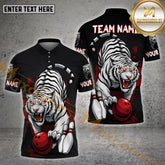 Maxcorners Bowling White Tiger Power Multicolor Options Personalized Name, Team Name 3D Shirt (4 Colors)