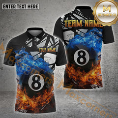 Maxcorners Billiards Fire & Ice 8 Ball Personalized Name, Team Name 3D Shirts