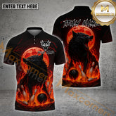 Maxcorners Bowling Shirt Fire Wolf Moon Multicolor Options Personalized Name, Team Name 3D Shirt (4 Colors)