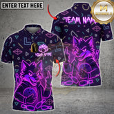 Maxcorners Bowling Shirt Neon Angry Wolf Design Multicolor Options Personalized Name, Team Name 3D Shirt (4 Colors)