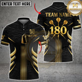 Maxcorners Dart Team Shirt Golden 180 Target Strike Design Multicolor Options Personalized Name, Team Name 3D Shirt (4 Colors)