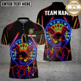 Maxcorners Dart Polo Shirt Neon Bunny Rebel Glow Multicolor Options Personalized Name Team Name 3D Shirt (4 Colors)