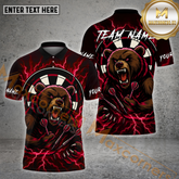 Maxcorners Dart Shirt – Furious Grizzly Bear Dartboard Design, Multicolor Options Personalized Name, Team Name 3D Shirt (4 Colors)
