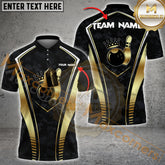 Maxcorners Bowling Shirt Gold Crown Strike Design Multicolor Options Personalized Name, Team Name 3D Shirt (4 Colors)