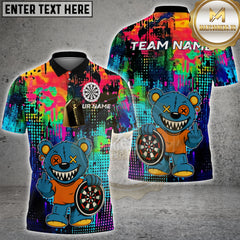 Maxcorners Bear Graffiti Dartboard Crazy Design Personalized Name, Team Name 3D Shirt