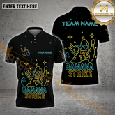 Maxcorners Bowling Shirt Funny Banana Strike Multicolor Options Personalized Name, Team Name 3D Shirt (4 Colors)