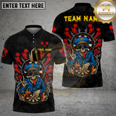Maxcorners Dart Shirt Skeleton Officer Flames Multicolor Options Personalized Name, Team Name 3D Shirt (4 Colors)