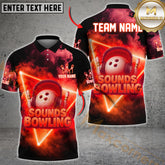 Maxcorners Bowling Shirt Sounds Neon DJ Style Multicolor Options Personalized Name, Team Name 3D Shirt (4 Colors)
