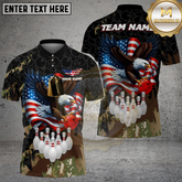 Maxcorners Bowling Eagle American Flag Multicolor Options Personalized Name, Team Name 3D Shirt (4 Colors)