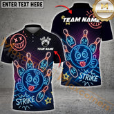 Maxcorners Neon Bowling Ball Strike Funny Multicolor Options Personalized Name, Team Name 3D Shirt (4 Colors)