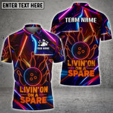 Maxcorners Bowling Shirt Neon Strike Spare Quote Multicolor Options Personalized Name, Team Name 3D Shirt (4 Colors)