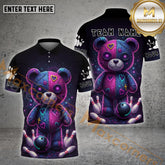 Maxcorners Bowling Lightning Crazy Bear Neon Multicolor Options Personalized Name, Team Name 3D Shirt (4 Colors)