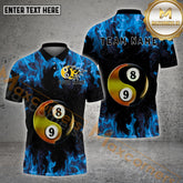 Maxcorners Billiard 8&9 Ball Yin Yang Fire Multicolor Options Personalized Name, Team Name 3D Shirt (4 Colors)