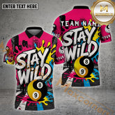 Maxcorners Billiard 8&9 Ball Yin Yang Street Art Stay Wild Multicolor Options Personalized Name, Team Name 3D Shirt (4 Colors)