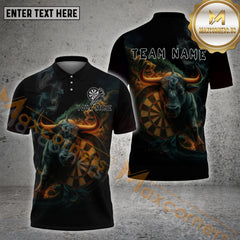 Maxcorners Darts Smoke Bull Dark Fantasy Personalized Name, Team Name 3D Shirt