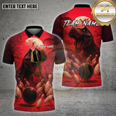 Maxcorners Bowling Shirt Dinosaur Moon Strike Design Multicolor Options Personalized Name, Team Name 3D Shirt (4 Colors)