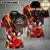 Maxcorners Bowling Shirt Samurai Line Gold Premium Fire Ball Multicolor Options Personalized Name, Team Name Unisex 3D Shirt (4 Colors)