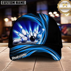 Maxcorners Bowling Strike Dynamic Swirl Multicolor Options Personalized Name, Team Name 3D Cap