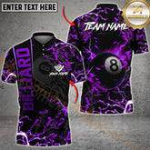 Maxcorners Billiards Polo Shirt Lightning Flame Design Multicolor Options Personalized Name, Team Name 3D Shirt (4 Colors)