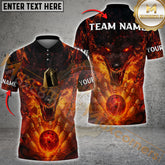 Maxcorners Bowling Shirt Inferno Wolf Rage Multicolor Options Personalized Name, Team Name 3D Shirt (4 Colors)