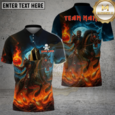 Maxcorners Bowling Rider Dark Horse Blue Flame Multicolor Options Personalized Name, Team Name 3D Shirt (4 Colors)